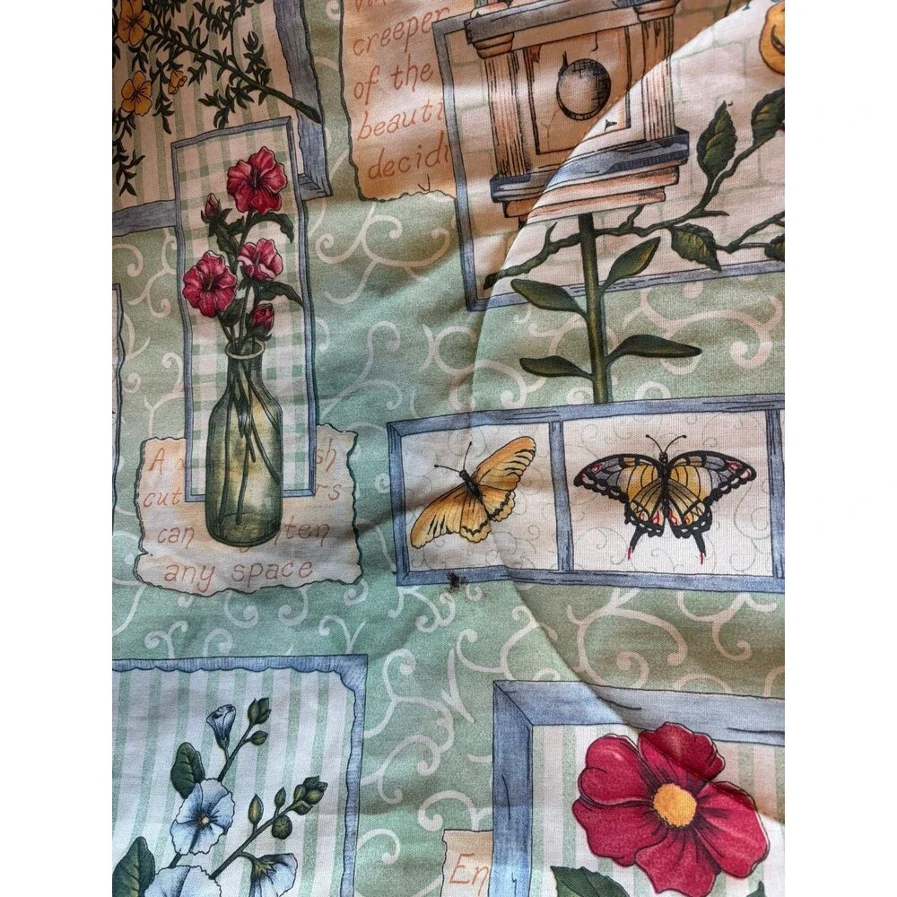dan river comforter rare cottagecore gardening floral bird queen blanket vintage